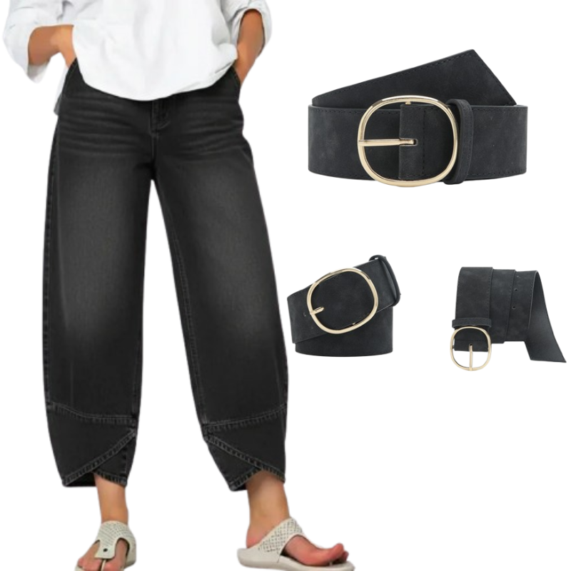 đ„2026 Hot Saleđ„LĂ€ssige Damenjeans mit ĂŒberkreuzten TrĂ€gern und weitem Bein fĂŒr jede Jahreszeit