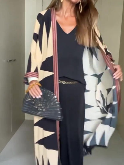 Bohemian Style Geometric Printing Cardian Kimono