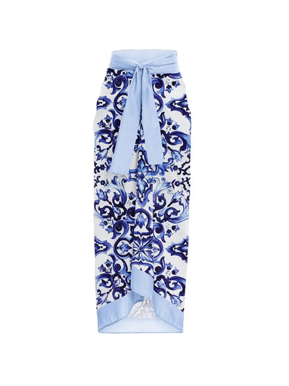 Blue One-Piece Bikini with Handmade Appliqué