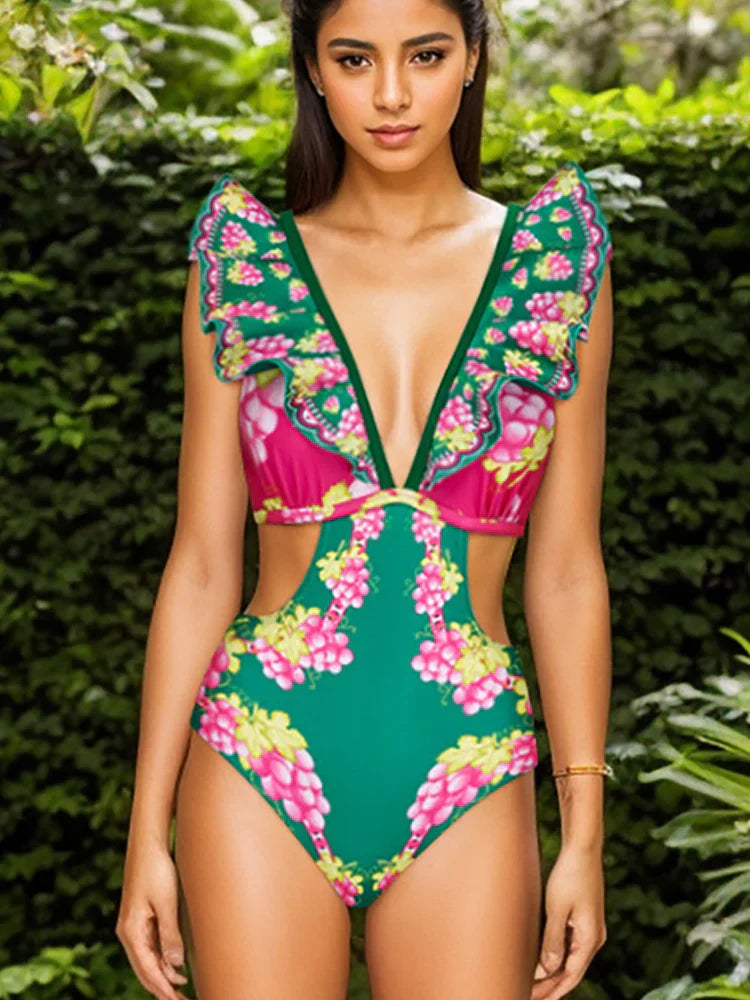 Ruffled Cutout One-Piece Maxi Skirt Set