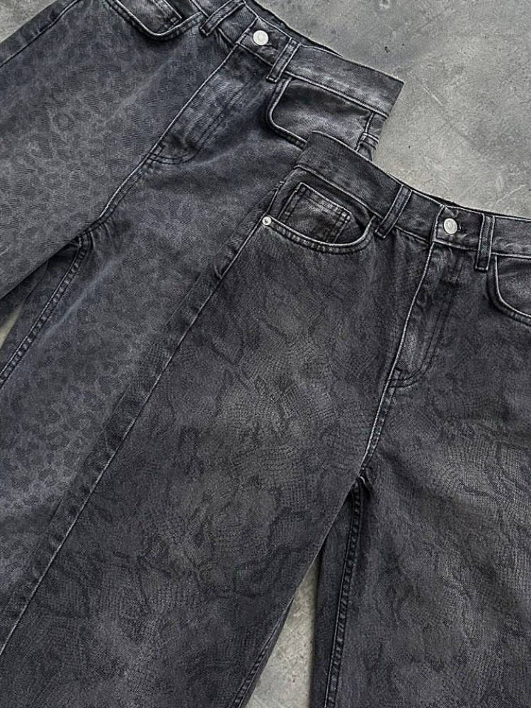 Printed Straight Leg Jeans