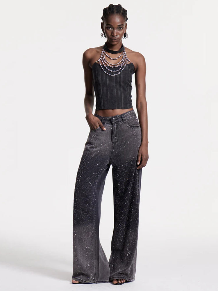 Black Rhinestone Jeans